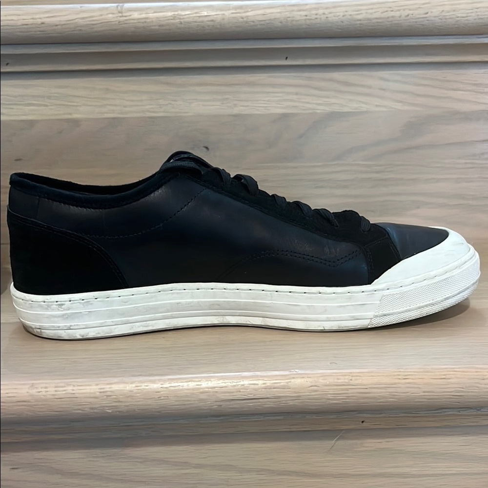 Men’s Vince Two-Tone Leather Black and White Sneakers with suede accents - Picture 5 of 12